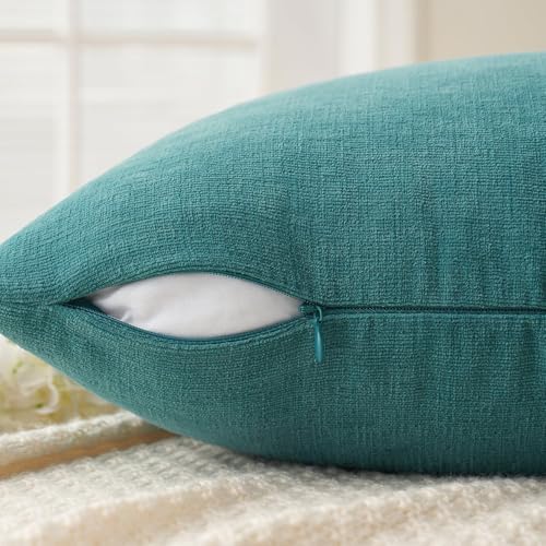 MIULEE Teal Chenille Couch Lumbar Throw Pillow Covers - Image 4