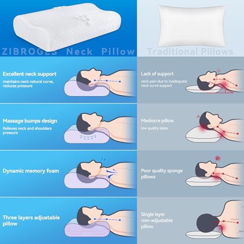 Cervical Neck Pillow for Pain Relief- Adjustable Queen Size Cooling Pillow for - Image 6