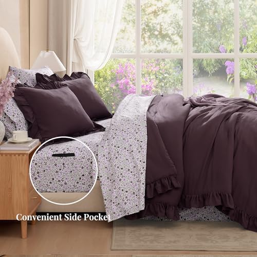 BLOOMHAVEN Oversized Queen Comforter Set-7 Pieces Ruffle Bedding - Image 3