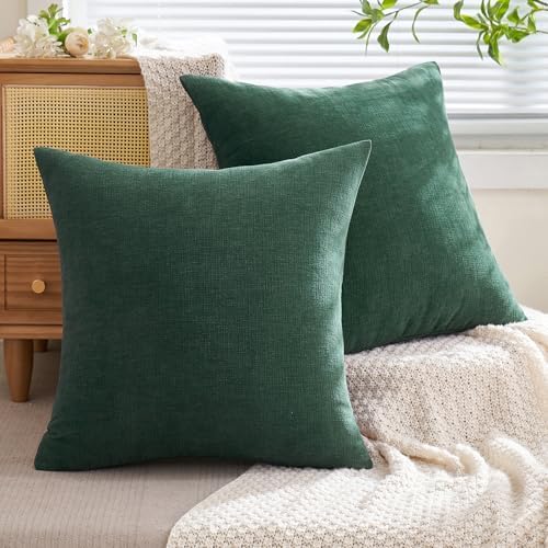MIULEE Christmas Dark Green Chenille Couch Euro Throw Pillow Covers - Image 6