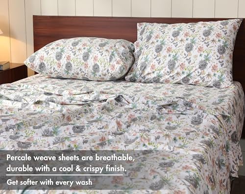 RUVANTI 100% Cotton Twin Sheets, Percale Twin Sheet Set, Dandelion Field - Image 4