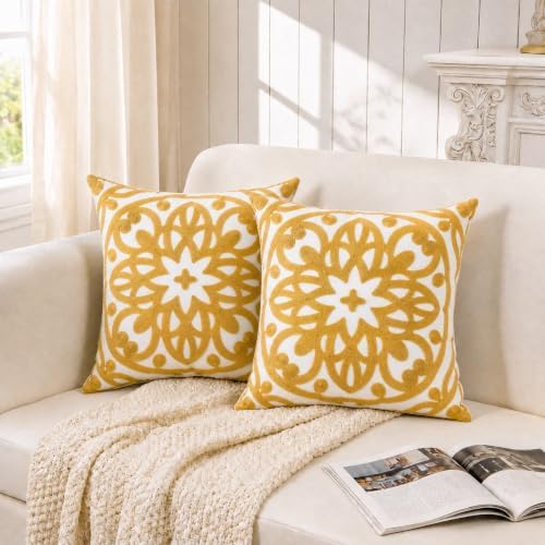 Alysheer Boho Embroidered Throw Pillow Cover 18"x18" by Alysheer