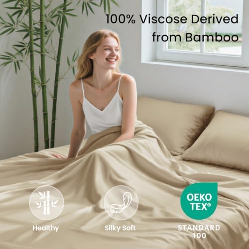 Love's cabin 100% Rayon Derived from Bamboo, Full Size Sheet Set, 4 Pieces - Image 2