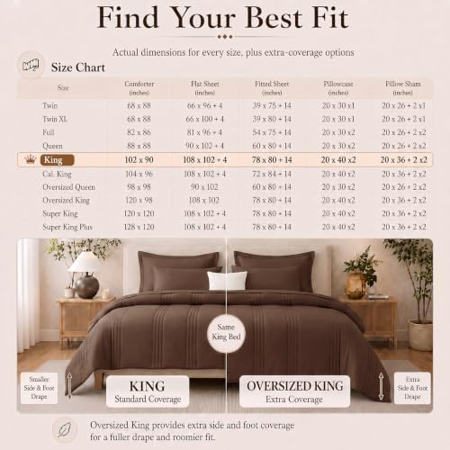 CozyLux King Size Comforter Set Brown - Image 6