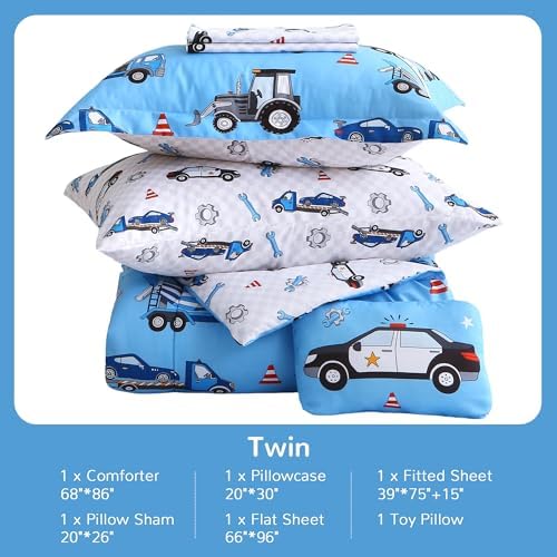 Kids Twin Comforter Sets for Boys 6 Pieces Blue Bedding Set for Teens - Image 6