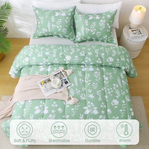 Mooreeke Full Size Comforter Sets, Lightweight Dark Green - Image 2