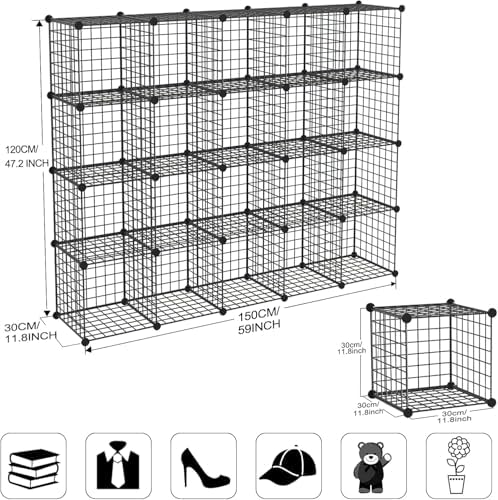 Wire Storage Cubes, Metal Storage Shelves Bookshelf, Stackable Modular Closet - Image 3
