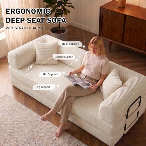 79" Convertible Futon Sofa Bed, Boneless Couch - Image 6
