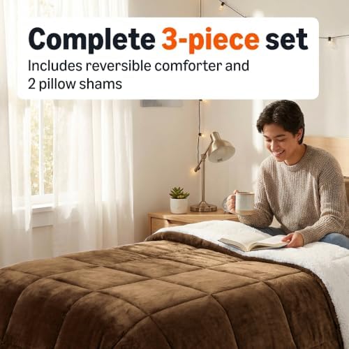 Amazon Basics Reversible Sherpa Comforter Set - Image 3