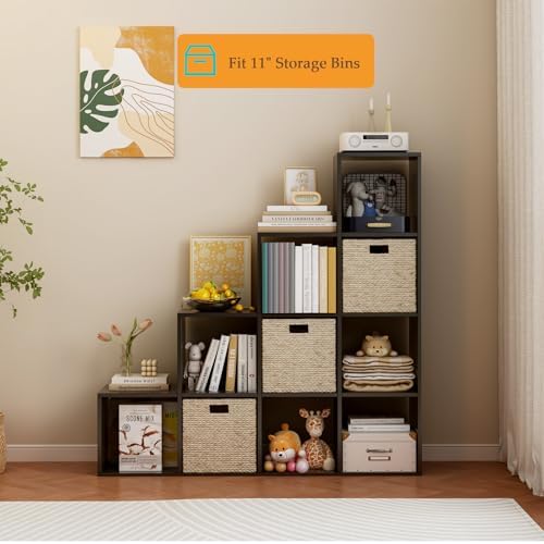 OSCHF Ladder Cube Storage Bookcase, 10-Cube Corner Shelf - Image 6