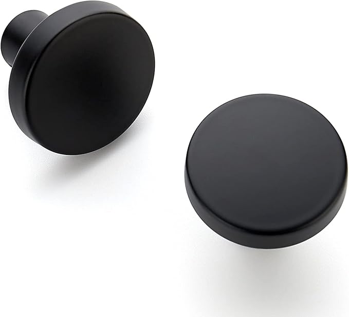 Ravinte 10 Pack Drawer Pulls 1-1/4 Inch Kitchen Cabinet Knobs Solid Round Dresser Drawer Knobs Matte Black Dresser Knobs Drawer Knobs Simple Cabinet Hardware for Cupboard Drawer Pulls