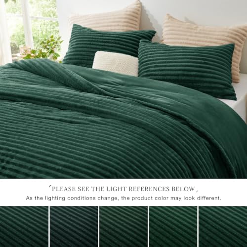 EXQ Home Fluffy Comforter Set Twin Size, 2 Pieces Bed Set, Dark Green - Image 5