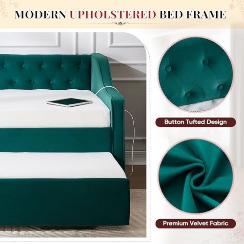Daybed with Trundle Bed Twin, Upholstered Day Beds Frame - Image 4