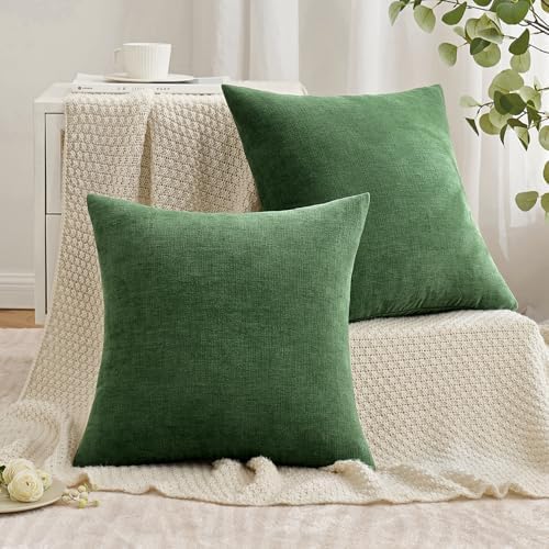MIULEE Moss Green Chenille Couch Throw Pillow Covers - Image 4