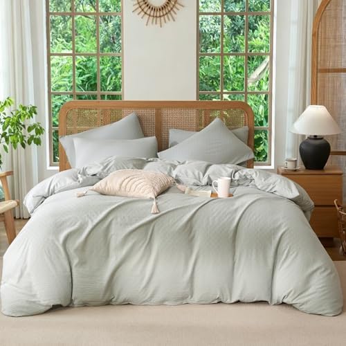 Sage Green Dot King Comforter Set Luxury Washed Microfiber Jacquard 3 Pieces - Image 2