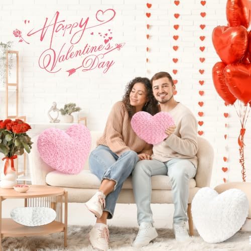 Pink Throw Pillows, Cute Heart Pillow, Decorative Pillows - Image 6