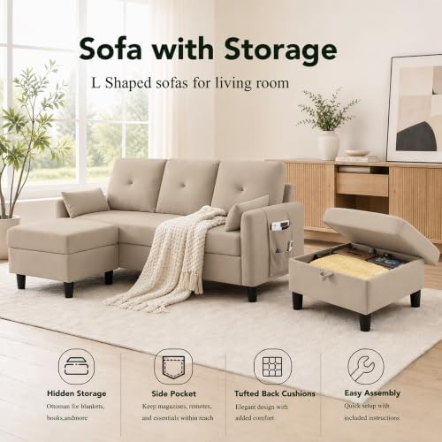 77" Small L Shaped Sectional Sofa Couches - Image 3