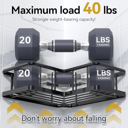 YASONIC Corner Shower Caddy Adhesive, 100% Rustproof Shower Organizer, No Drill - Image 5