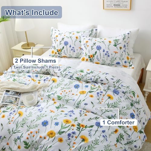 Mooreeke Floral King Size Comforter Sets, Dandelion Floral Botanical Patterned - Image 7