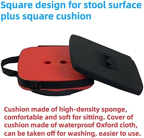 Collapsible Camping Stool with Seat Cushion & Nylon Bag, Square Portable - Image 4