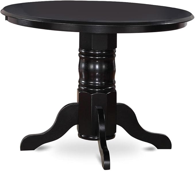 East West Furniture SHCL5-BLK-C 5 Piece Dinette Set for 4 Includes a Round Kitchen Table with Pedestal and 4 Linen Fabric Kitchen Dining Chairs, 42x42 Inch, Black