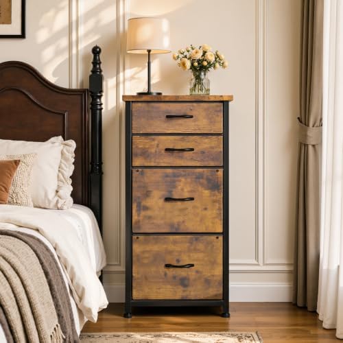 EnHomee Dresser for Bedroom, 4 Drawers Vertical Storage Unit, Rustic Brown - Image 5