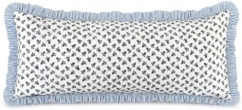 Ridhi Baby Blossams Hand Block Print Ruffle Pillow Sham 36x14 Inch Set of 1 by Ridhi