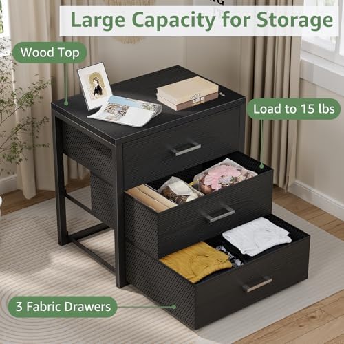 BOLUO Closet Drawers Black 3 Drawer Dresser - Image 5