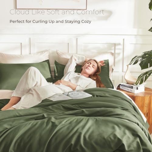 Litanika Olive California King Comforter Set, 3 Pieces Solid Bedding - Image 2