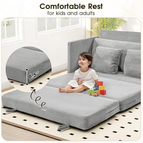 65" Convertible Loveseat Sofa Bed, 2-in-1 Folding Sofa Bed - Image 5