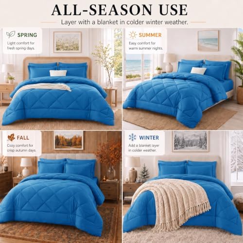 CozyLux Full Comforter Set 82"x86" Royal Blue - Image 7