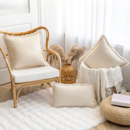 YEENAASY Throw Pillow Covers 18x18 Boho Striped Pillow Cases - Image 4