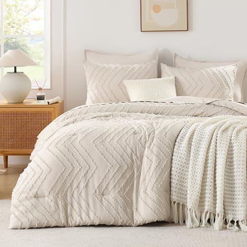 Andency Queen Comforter Set Beige, 3 Pieces Comforters Queen Size Bed Set - Image 2