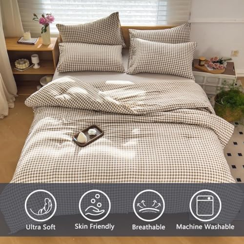NSNLGSGC Tan Gingham King Comforter Set, 3 Pieces - Image 2