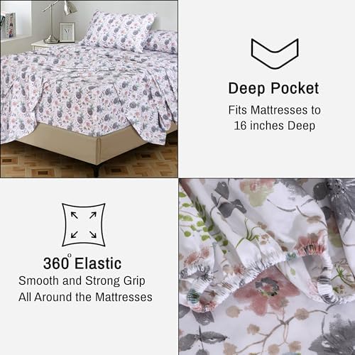 RUVANTI 100% Cotton Twin Sheets, Percale Twin Sheet Set, Dandelion Field - Image 6