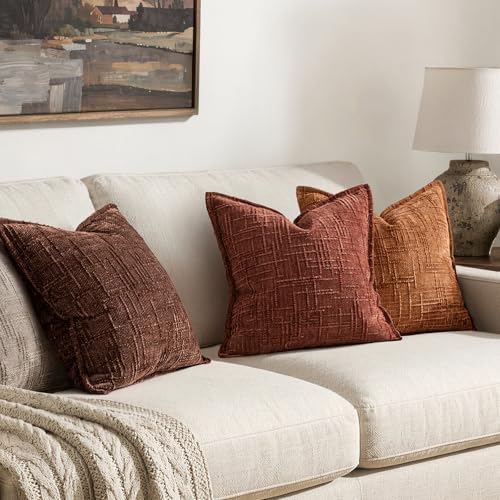 MIULEE Textured Decorative Fall Throw Pillow Covers Terracotta 18x18 - Image 5