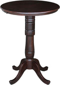 IC International Concepts 30" Round Top Pedestal Table, Bar Height-40.9", Rich Mocha
