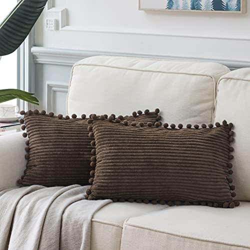 Fancy Homi 2 Pack Dark Brown Lumbar Decorative Throw Pillow Covers 12x24 Inch by Fancy+Homi