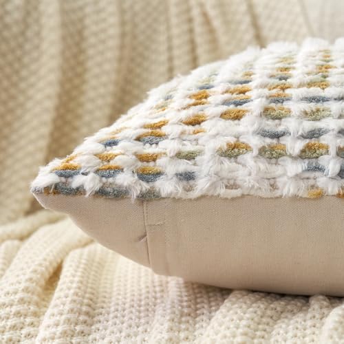 Aeckself Boho Chenille Tufted Pillow Cover 20 x 20 Inch, Decorative Square - Image 4