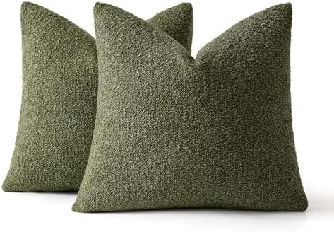 MIULEE 18x18 Decorative Boucle Couch Pillow Covers Moss Green - Image 6