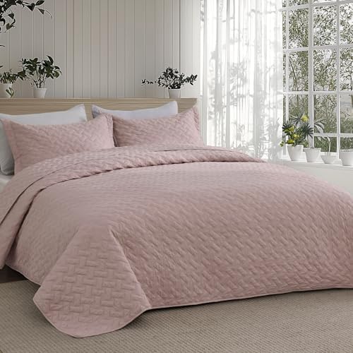 Bedsure King Size Quilt, Lightweight Comforter Set, Dusty Rose Bedspread by BEDSURE