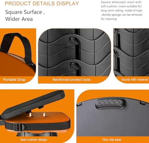Foldable Camping Stool with Cushion, Portable Folding Stool with Nylon Bag - Image 3