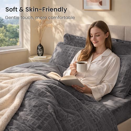 EXQ Home Waffle Comforter Set King Size, 3 Pieces Bed Set - Image 4
