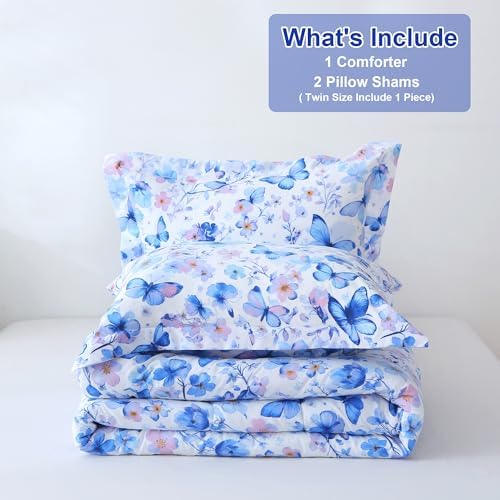 Mooreeke Floral King Size Comforter Sets, Violet Butterfly and Flower Patterned - Image 7