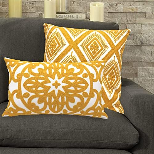 Alysheer Boho Embroidered Lumbar Throw Pillow Cover 12"x 20" - Image 6