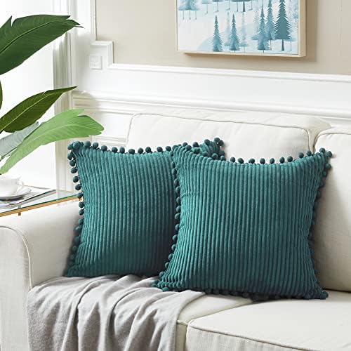 Fancy Homi 24x24 Pillow Covers, 2 Packs Teal Throw Pillow Covers - Image 6