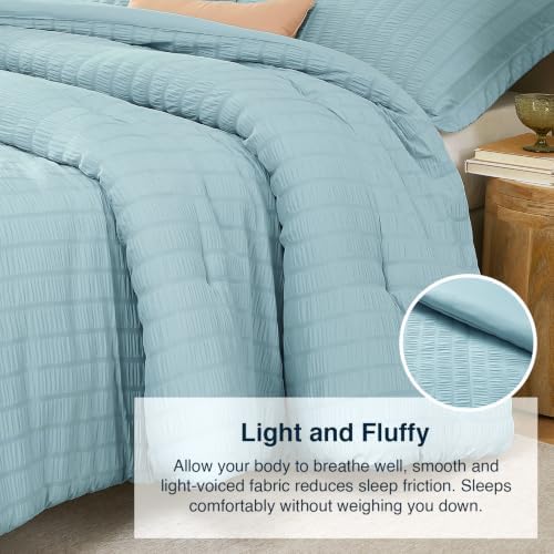 Quataly Queen Comforter Set Seersucker Lightweight Bed Set - Image 5