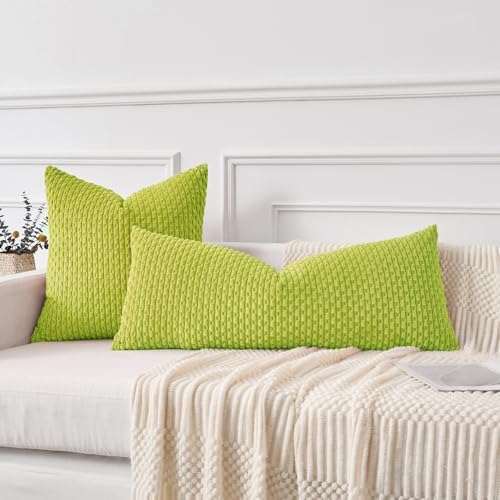 Kevin Textile Soft Corduroy 14"x36" Lumbar Pillow Cover 1 Pack, Xmas Green - Image 7