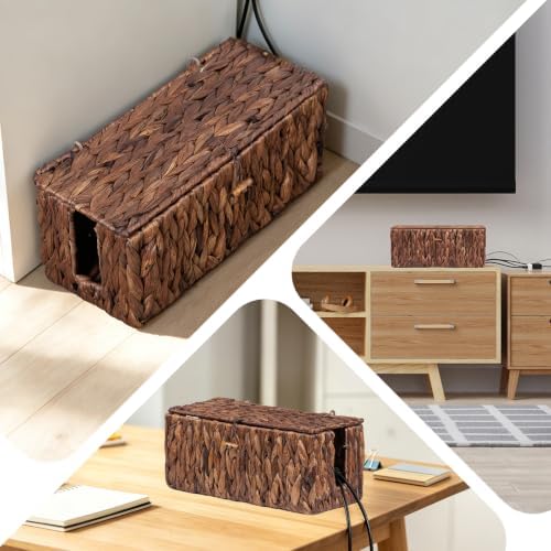 Cable Management Box with Lid, 2 Side Open Slots Storage Box to Hide Cords - Image 6