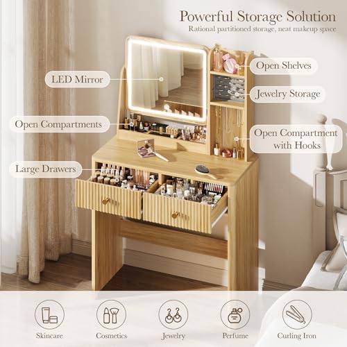 Memobarco Fluted Makeup Vanity Desk - Image 3